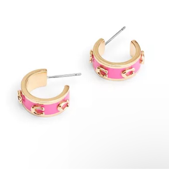 NWT Coach Enamel Signature C Huggie Earrings - Picture 2 of 5